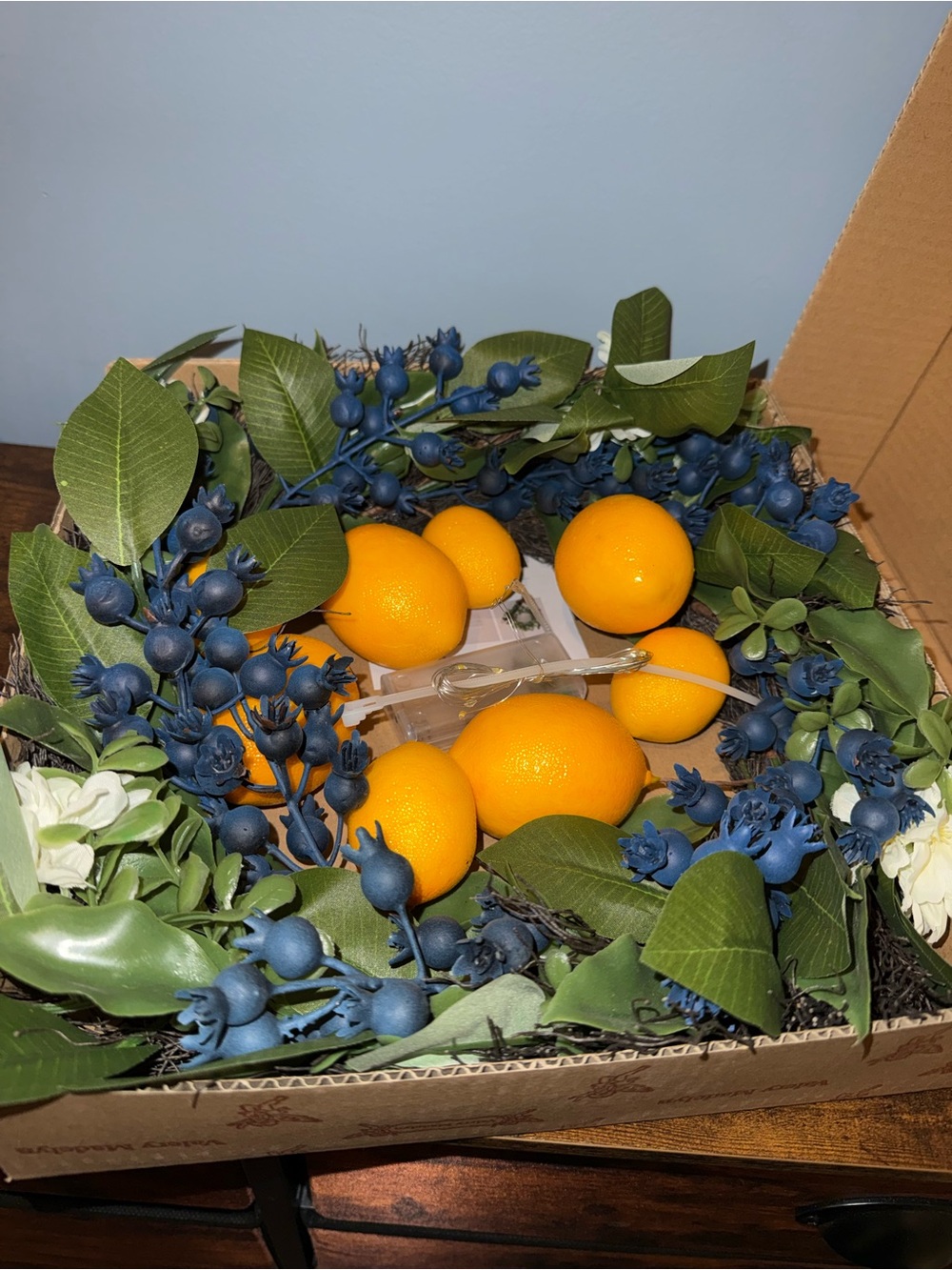 BRAND NEW- 20'' Artificial Lemon and Blueberry Summer Wreath